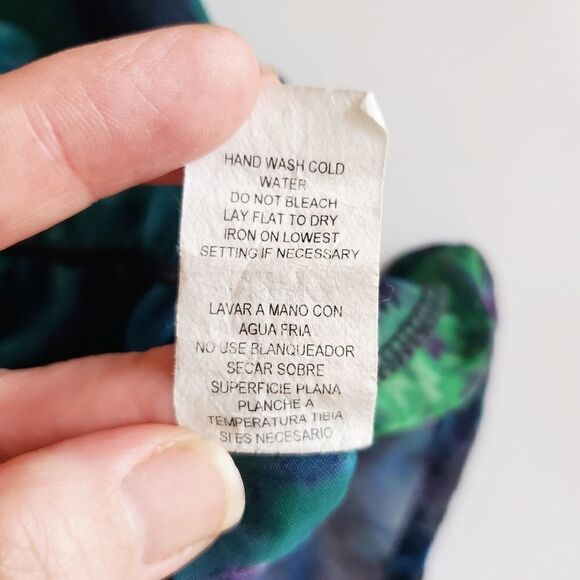 1201 * Lily Rose Floral Sheer Blouse Blue Green Size L - Picture 5 of 10